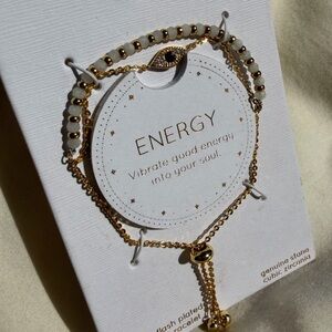 NWT Unwritten Evil Eye 14k Gold & Beaded Rhinestone Energy Bracelet